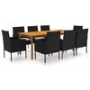 vidaXL Garden Dining Set Black Solid Acacia wood Large Garden Dining Set
