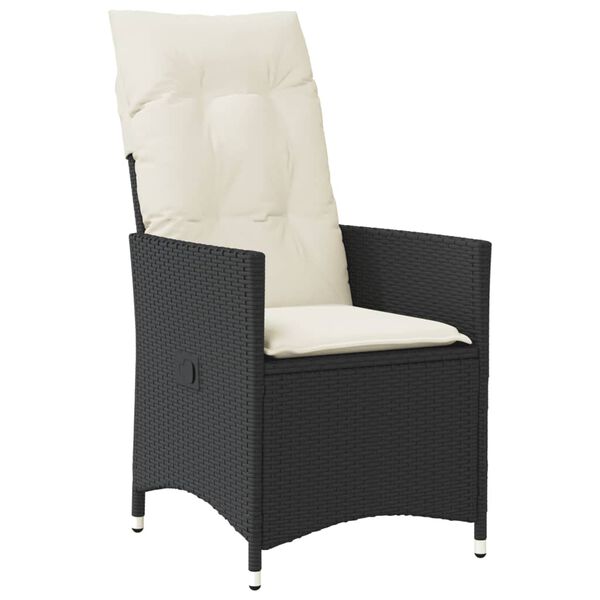 vidaXL Reclining Garden Chair Black PE rattan Standard