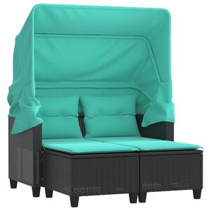 vidaXL Garden Sofa Black PE Rattan, Powder-Coated Steel