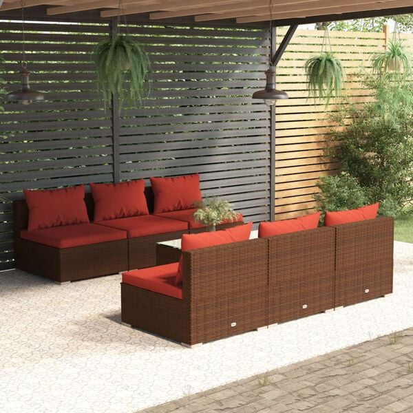 vidaXL Garden Lounge Set Brown and Cinnamon Red