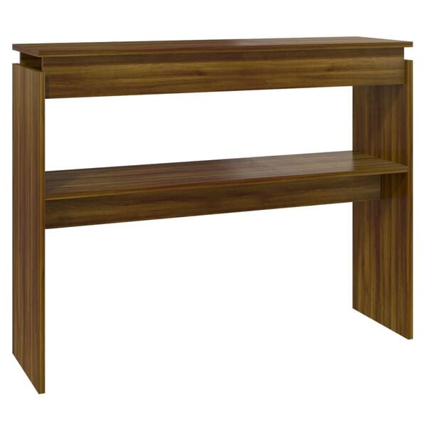 vidaXL Console Table Brown Oak Engineered Wood Narrow Decorative Inlays