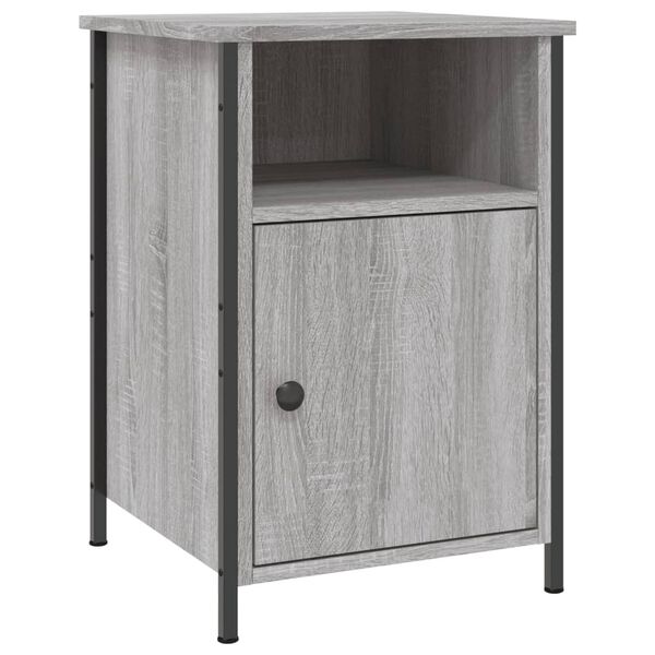 vidaXL Bedside Cabinet Grey Sonoma Engineered wood, Iron Standard