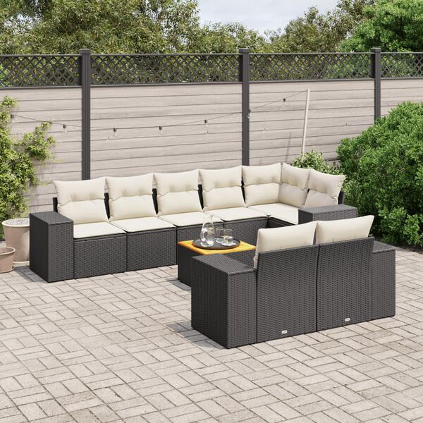 vidaXL Garden Sofa Set Black, Cream White