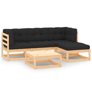 vidaXL Garden Lounge Set Gray Solid pinewood Large Modular