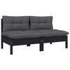 vidaXL 2-seater Garden Sofa Set of 2 Black Solid Pine Wood Medium