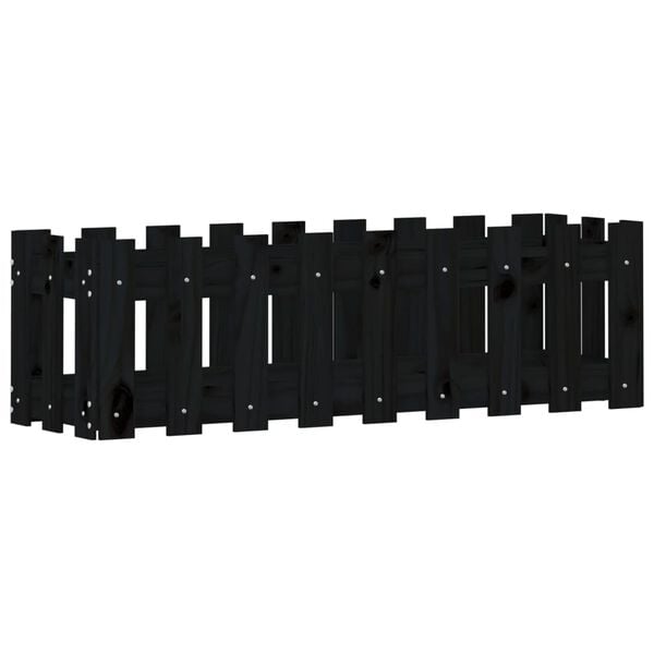 vidaXL Garden Raised Bed Black Solid Pine Wood 39.4 x 11.8 in