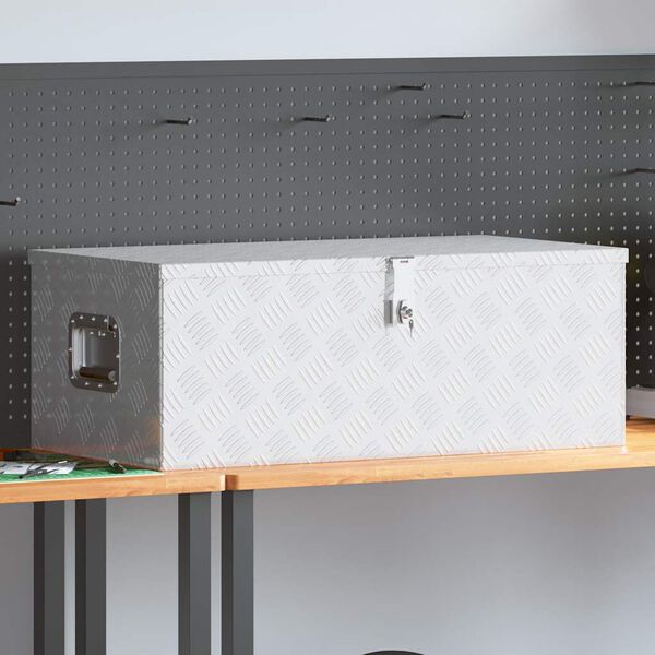 vidaXL Storage Box Silver 35.4"x18.5"x13.2" Aluminum