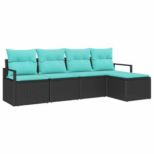 vidaXL Sofa Set 5 pcs Black Poly Rattan