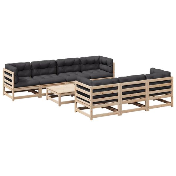 vidaXL Patio Sofa Set Anthracite Solid pine wood Large Modular