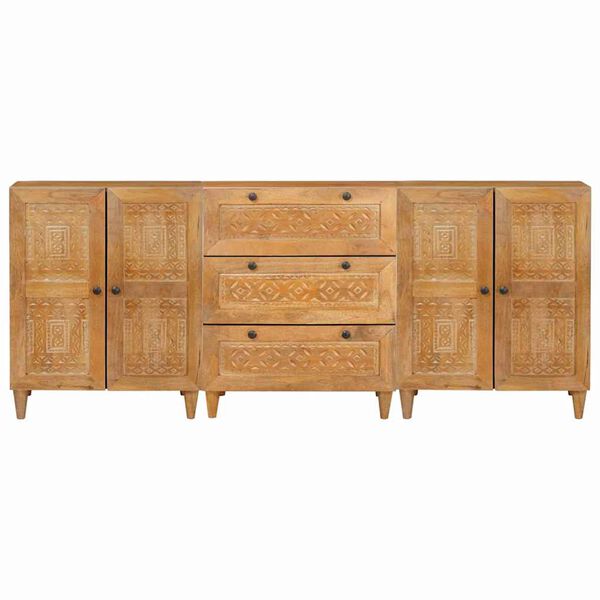 vidaXL Sideboard 3 pcs Brown 23.6" x 13" x 29.5" solid mango wood