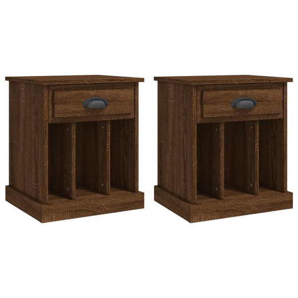 vidaXL Bedside Cabinet Set of 2 Brown Oak Engineered Wood