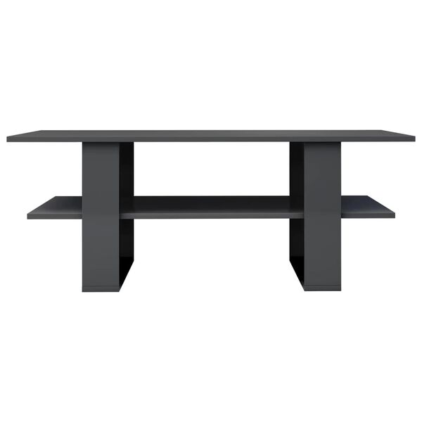 vidaXL Coffee Table High Gloss Gray 43.3"x21.7"x16.5" Engineered Wood