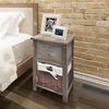vidaXL Bedside Cabinet Set of 2 Brown Paulownia wood, Wicker Compact