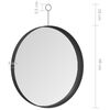 vidaXL Hanging Mirror Black Glass, Powder-Coated Steel 15.7 in diameter