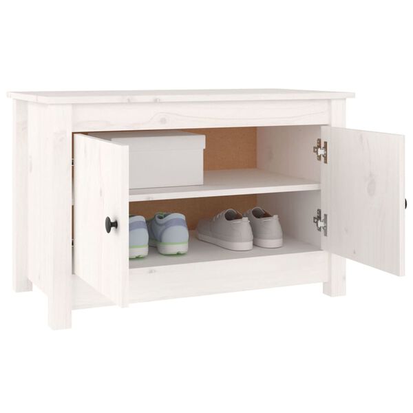 vidaXL Shoe Cabinet White Solid Pine Wood Medium Shoe Cabinet