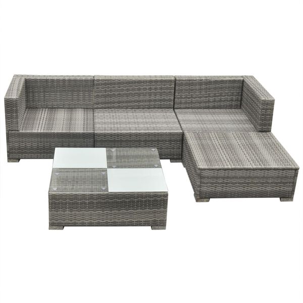 vidaXL Garden Furniture Set Gray PE Rattan Medium Modular