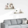 vidaXL Wall Shelf Set of 2 Oak Honeycomb MDF, metal 31.5 x 9.3 x 1.5 in