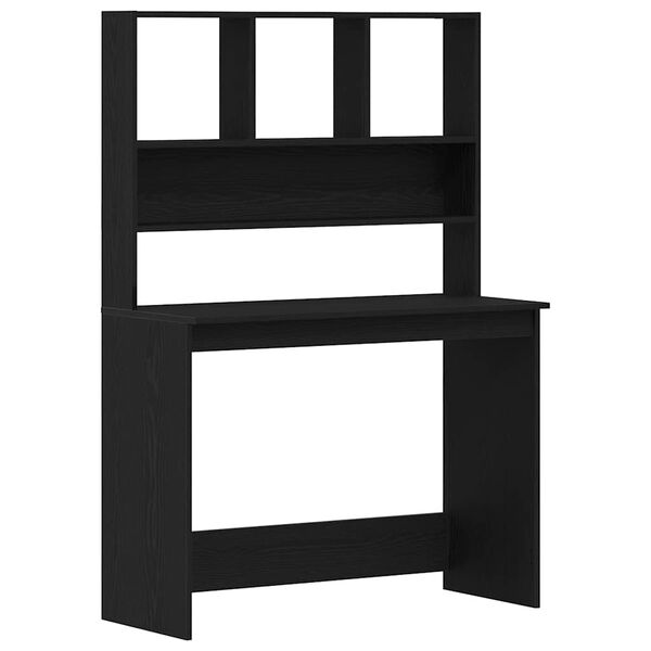 vidaXL Desk with Shelves Black Oak 40.2x17.7x58.3" Engineered Wood
