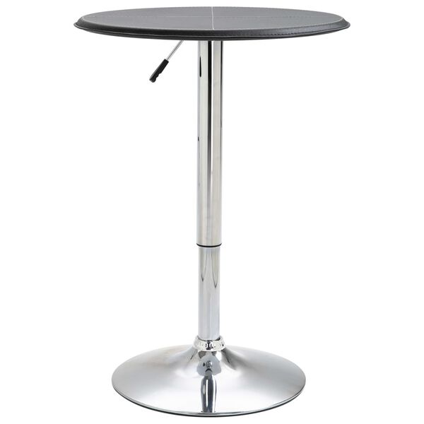 vidaXL Bar Table Black MDF with PVC finish, Chromed Steel Ø23.6 in