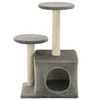 vidaXL Cat Tree Grey Engineered wood, cardboard, plush fabric, sisal rope