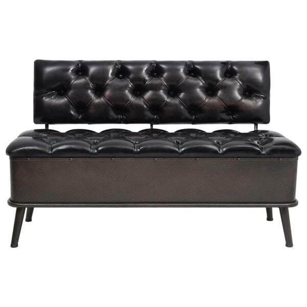 vidaXL Storage Bench Black Faux Leather, Metal, Engineered Wood Medium