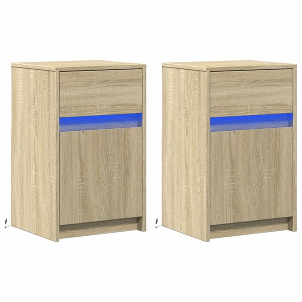 vidaXL Bedside Cabinet Set of 2 Sonoma Oak Engineered Wood Standard