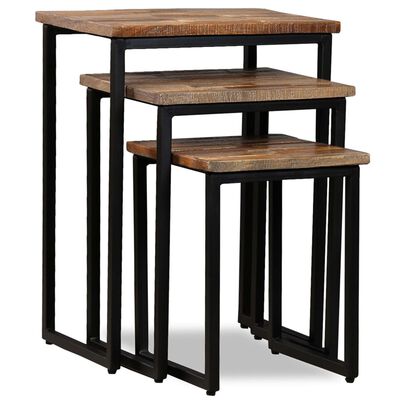 vidaXL Nesting Coffee Table Set 3 Pieces Solid Reclaimed Teak | vidaXL.com