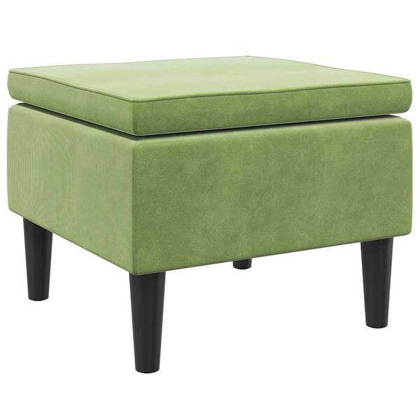 vidaXL Stool Light Green Velvet (100% polyester), rubber wood Compact