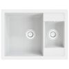 vidaXL Kitchen Sink with Overflow Hole Double Basins White Granite