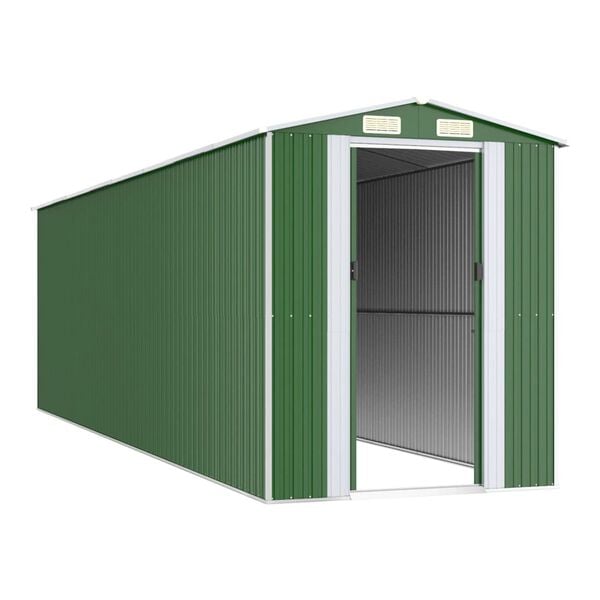 vidaXL Garden Shed Green Galvanized Steel Large Garden Storage