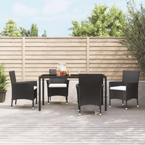 vidaXL Garden Chair Black PE Rattan, Steel, Polyester Foam Medium