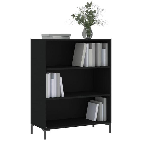 vidaXL Bookcase Black Engineered wood, metal Medium Bookcase