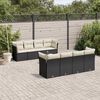 vidaXL Garden Sofa Set Black PE Rattan, Powder-Coated Steel Large
