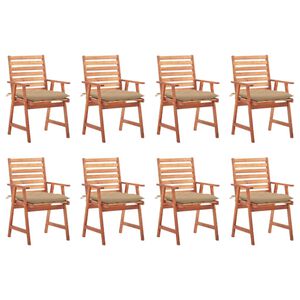vidaXL Patio Chair Set of 8 Brown Solid Acacia wood Medium Seats Many