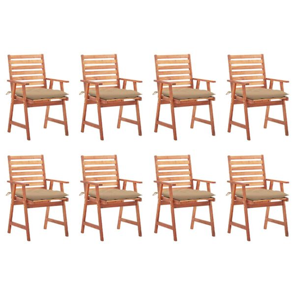 vidaXL Patio Chair Set of 8 Brown Solid Acacia wood Medium Seats Many