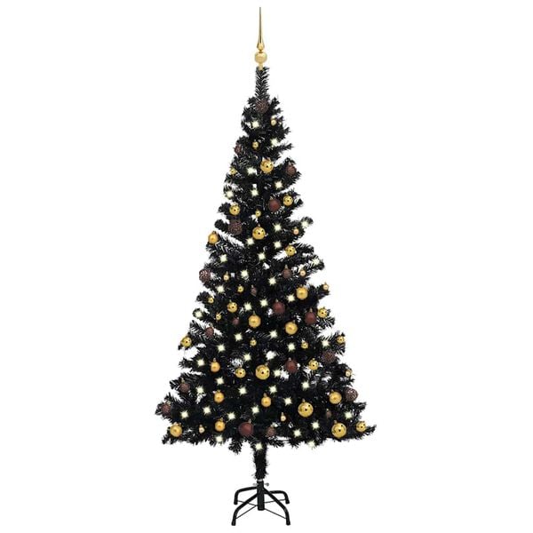 vidaXL Artificial Christmas Tree Black, Shiny Gold, Matt Gold, Bronze