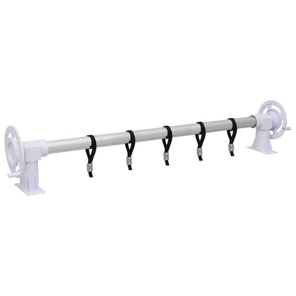 vidaXL Pool Cover Roller Silver and white Plastic, aluminum Adjustable