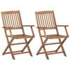 vidaXL Garden Chair Set of 2 Brown Solid acacia wood Medium