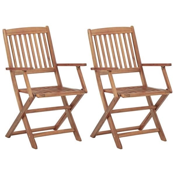 vidaXL Garden Chair Set of 2 Brown Solid acacia wood Medium