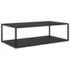 vidaXL Black Coffee Table Tempered Glass, Powder-Coated Steel Standard
