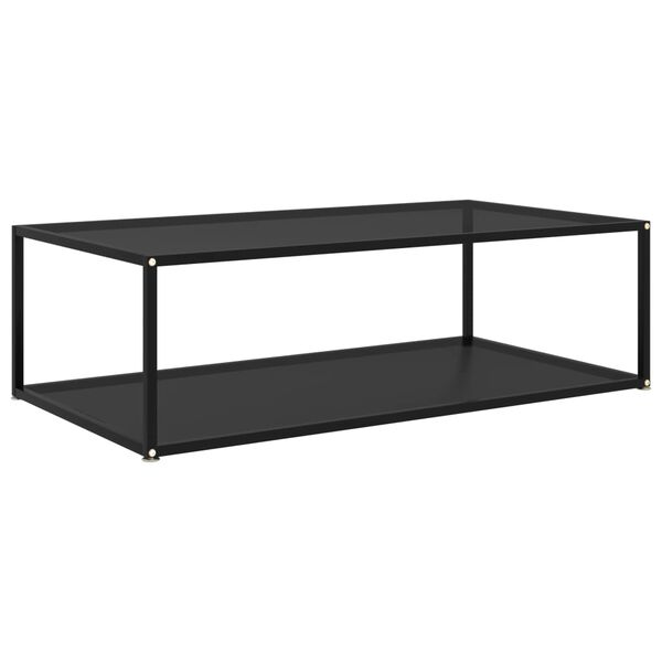 vidaXL Black Coffee Table Tempered Glass, Powder-Coated Steel Standard