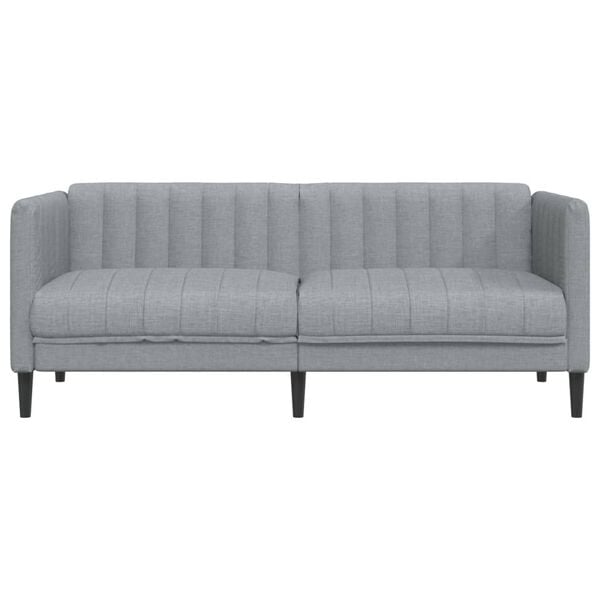 vidaXL Sofa Light Grey Polyester, Plywood, Solid Wood 2-Seater Sofa