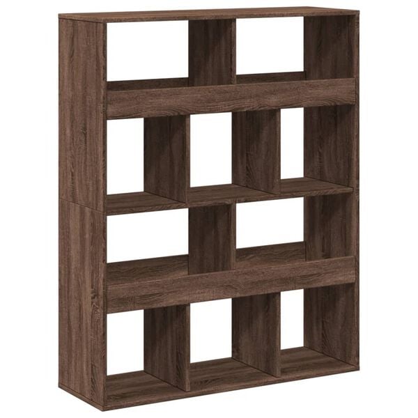 vidaXL Bookcase Brown Oak Engineered Wood Medium Bookcase Rectangular