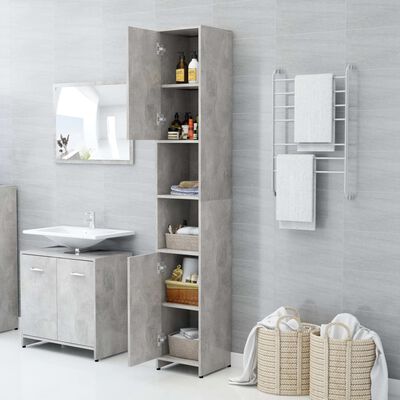 vidaXL Bathroom Cabinet Concrete Gray 11.8"x11.8"x72.2" Engineered Wood