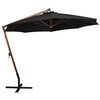 vidaXL Hanging Garden Parasol Black Fir Wood, Bamboo, Polyester, Iron