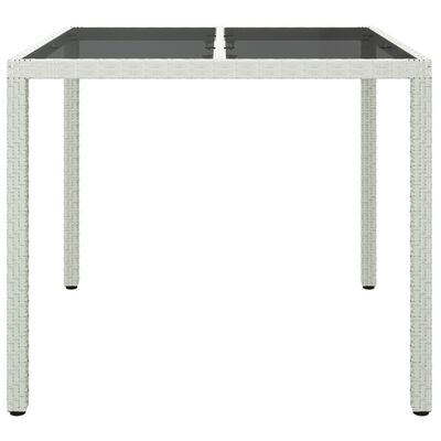 vidaXL Patio Table 35.4"x35.4"x29.5" Tempered Glass and Poly Rattan White
