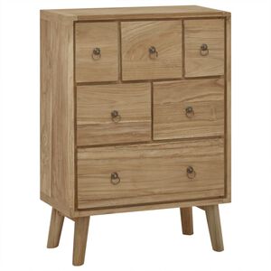 vidaXL Chest of Drawers Natural Teak Solid Teak Wood, Brass Medium
