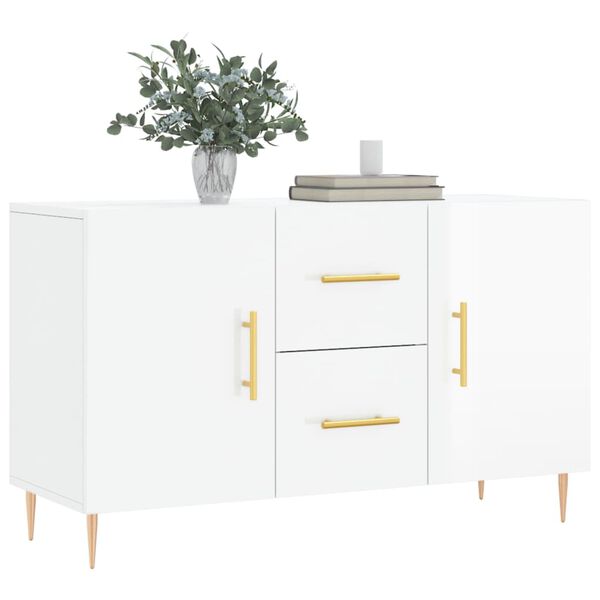 vidaXL Sideboard High gloss white Engineered wood, metal Medium