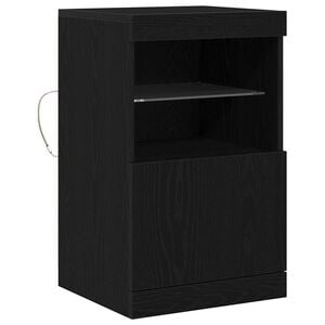 vidaXL LED Sideboard Black Oak 16.14 x 14.57 x 26.38 in