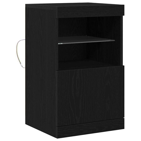 vidaXL LED Sideboard Black Oak 16.14 x 14.57 x 26.38 in